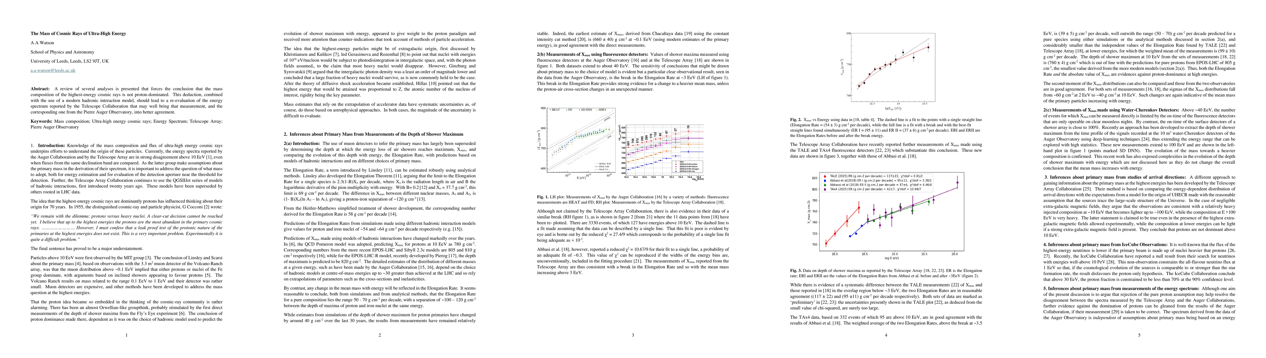 Thumbnail for The Mass of Cosmic Rays of Ultra High Energy