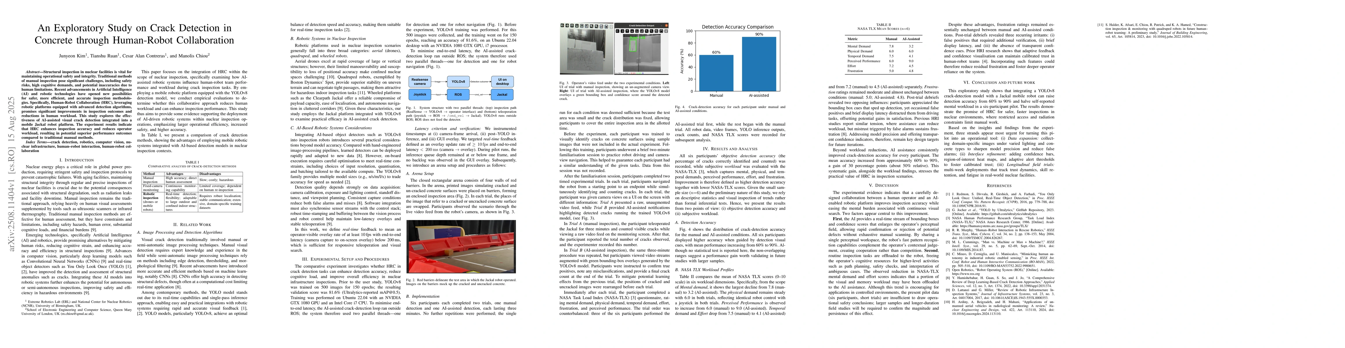 Thumbnail for An Exploratory Study on Crack Detection in Concrete through Human-Robot
  Collaboration