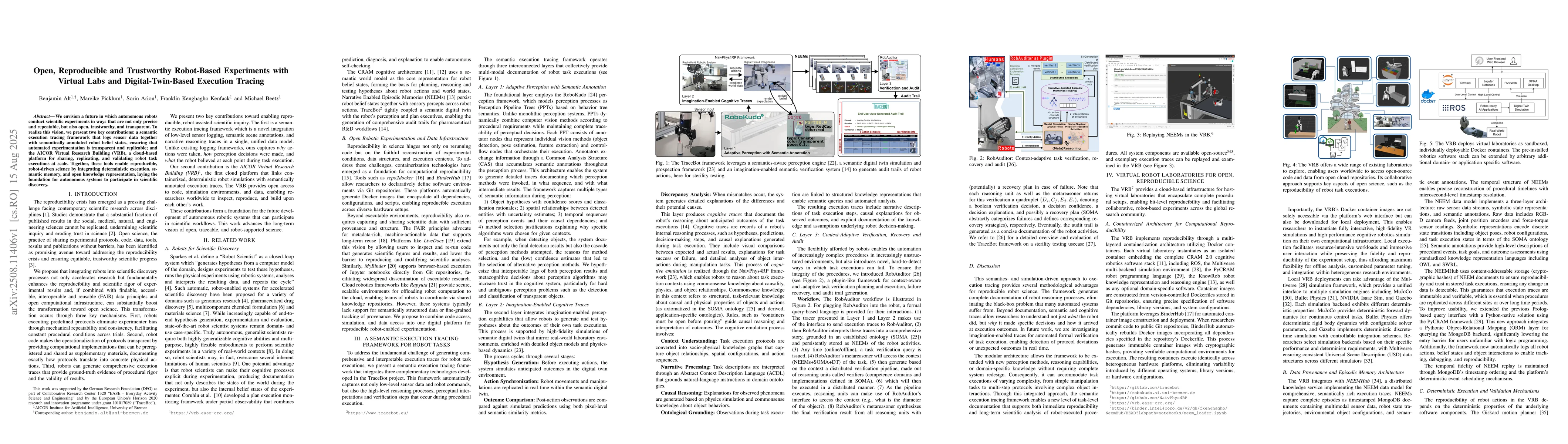 Thumbnail for Open, Reproducible and Trustworthy Robot-Based Experiments with Virtual
  Labs and Digital-Twin-Based Execution Tracing
