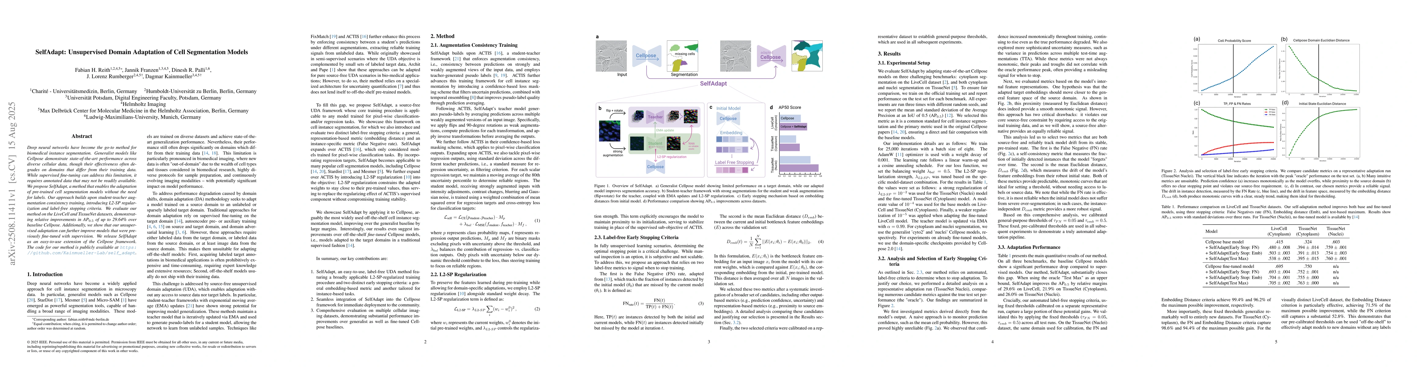 Thumbnail for SelfAdapt: Unsupervised Domain Adaptation of Cell Segmentation Models