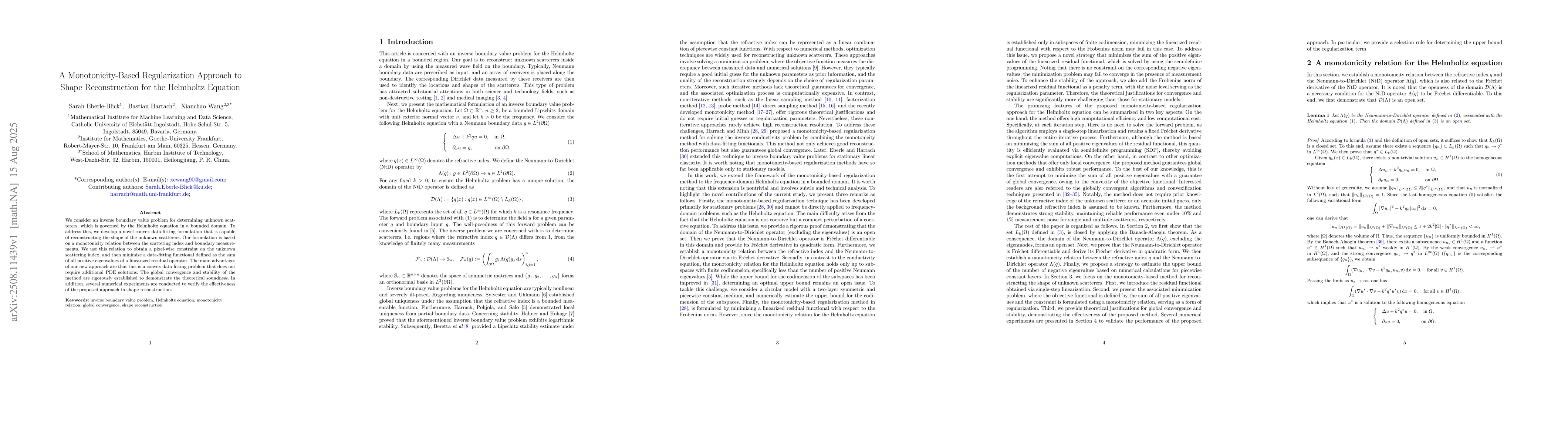 Thumbnail for A Monotonicity-Based Regularization Approach to Shape Reconstruction for
  the Helmholtz Equation