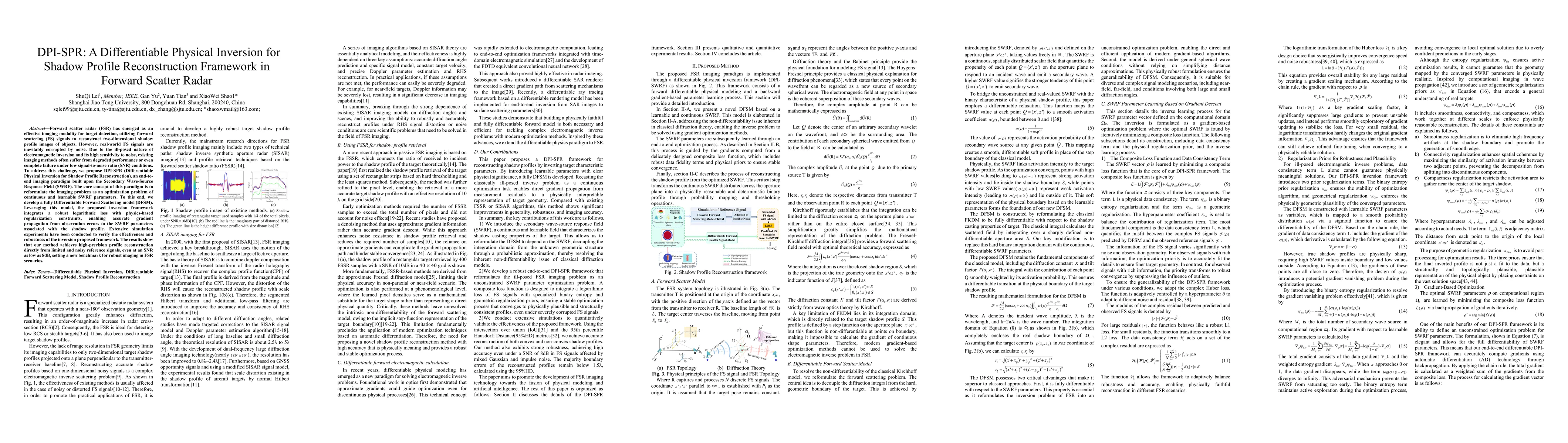Thumbnail for DPI-SPR: A Differentiable Physical Inversion for Shadow Profile
  Reconstruction Framework in Forward Scatter Radar