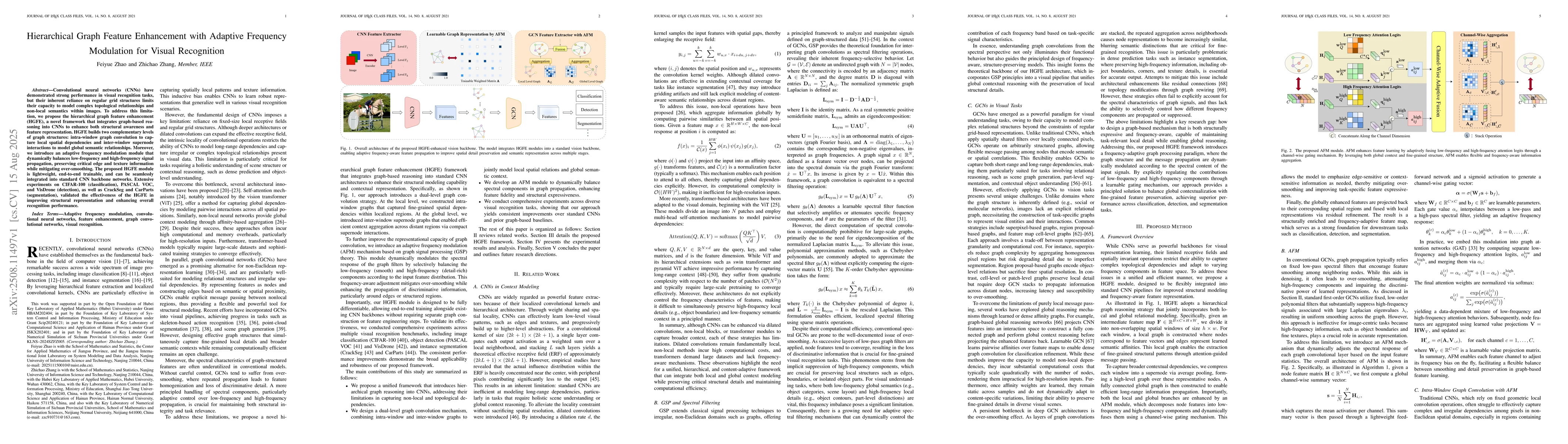 Thumbnail for Hierarchical Graph Feature Enhancement with Adaptive Frequency
  Modulation for Visual Recognition