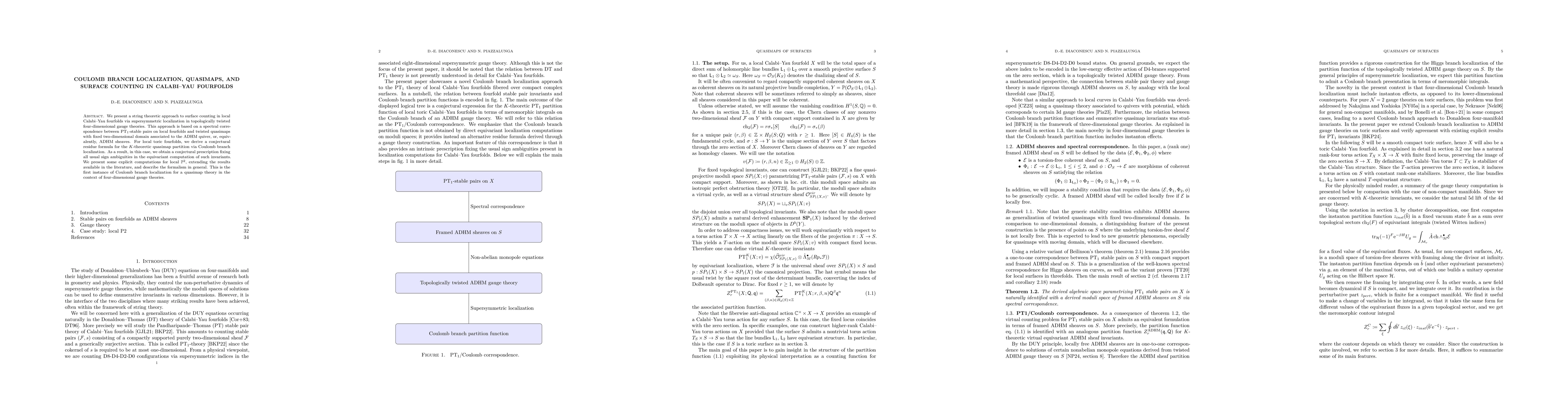 Thumbnail for Coulomb branch localization, quasimaps, and surface counting in
  Calabi--Yau fourfolds