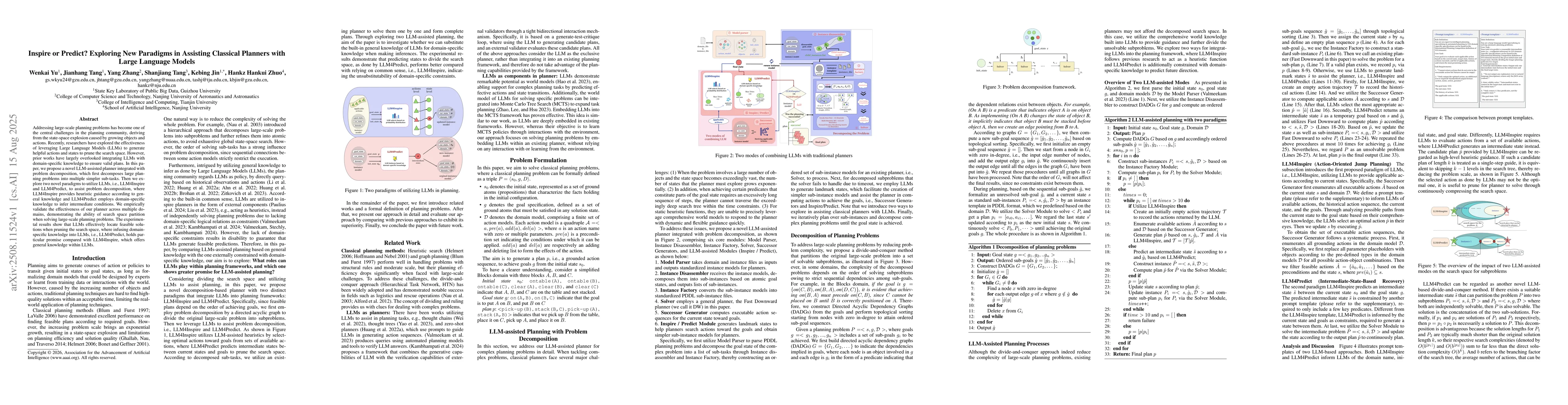 Thumbnail for Inspire or Predict? Exploring New Paradigms in Assisting Classical
  Planners with Large Language Models