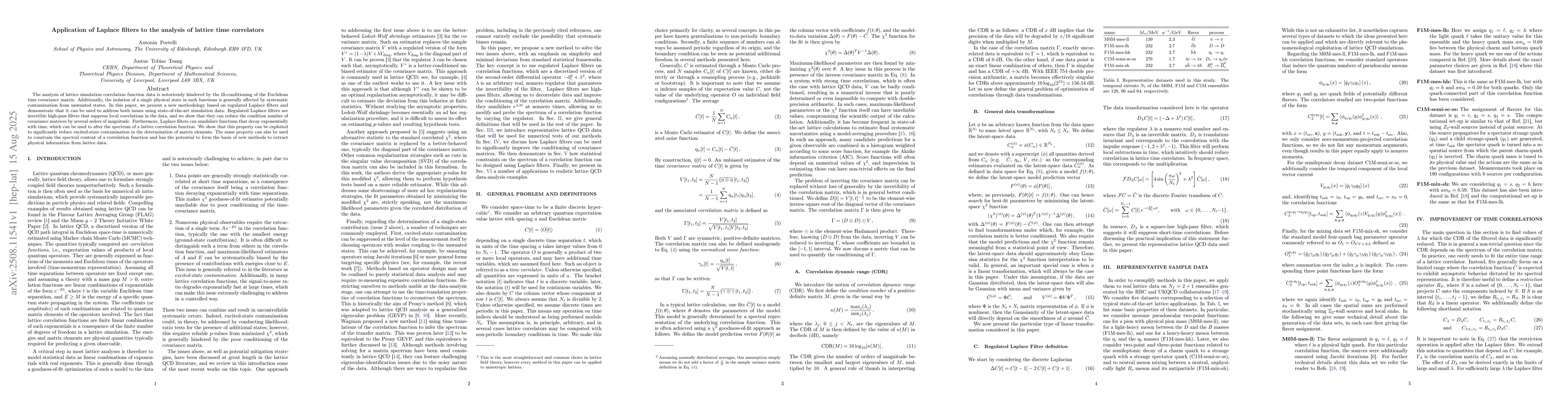 Thumbnail for Application of Laplace filters to the analysis of lattice time
  correlators