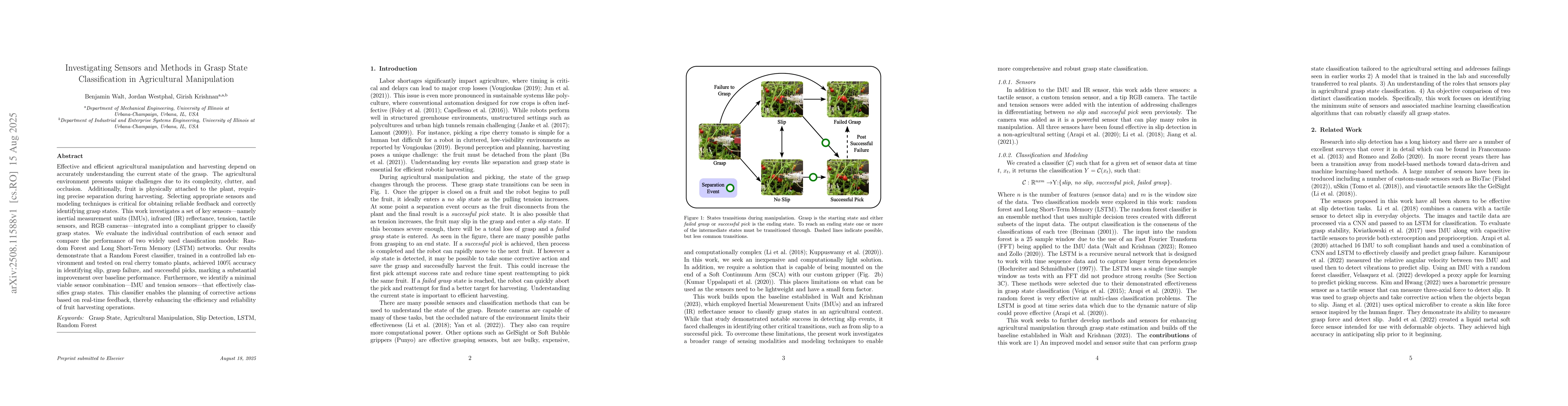 Thumbnail for Investigating Sensors and Methods in Grasp State Classification in
  Agricultural Manipulation
