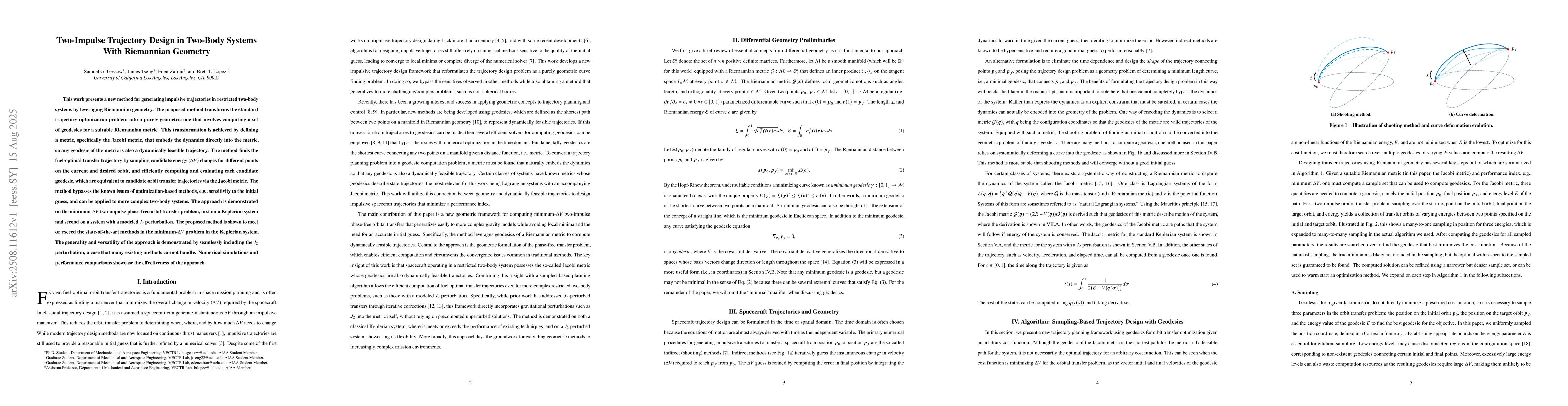 Thumbnail for Two-Impulse Trajectory Design in Two-Body Systems With Riemannian
  Geometry
