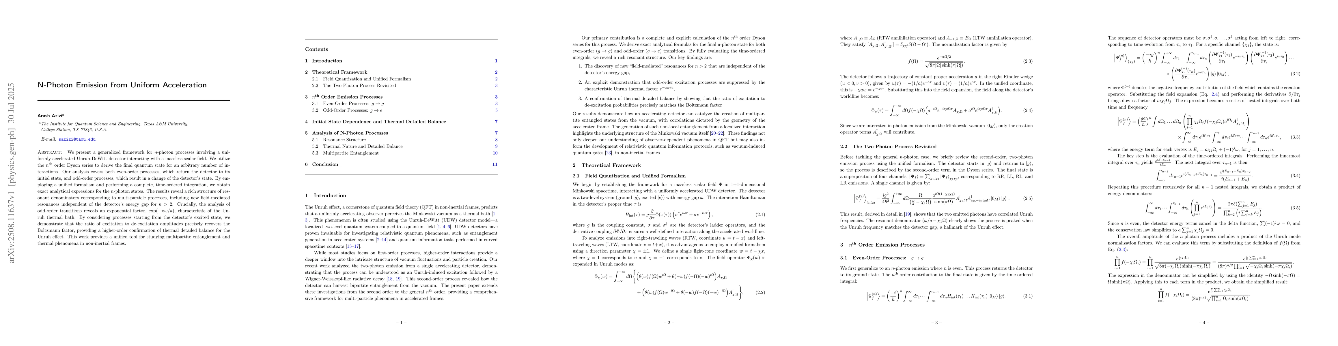 Thumbnail for N-Photon Emission from Uniform Acceleration