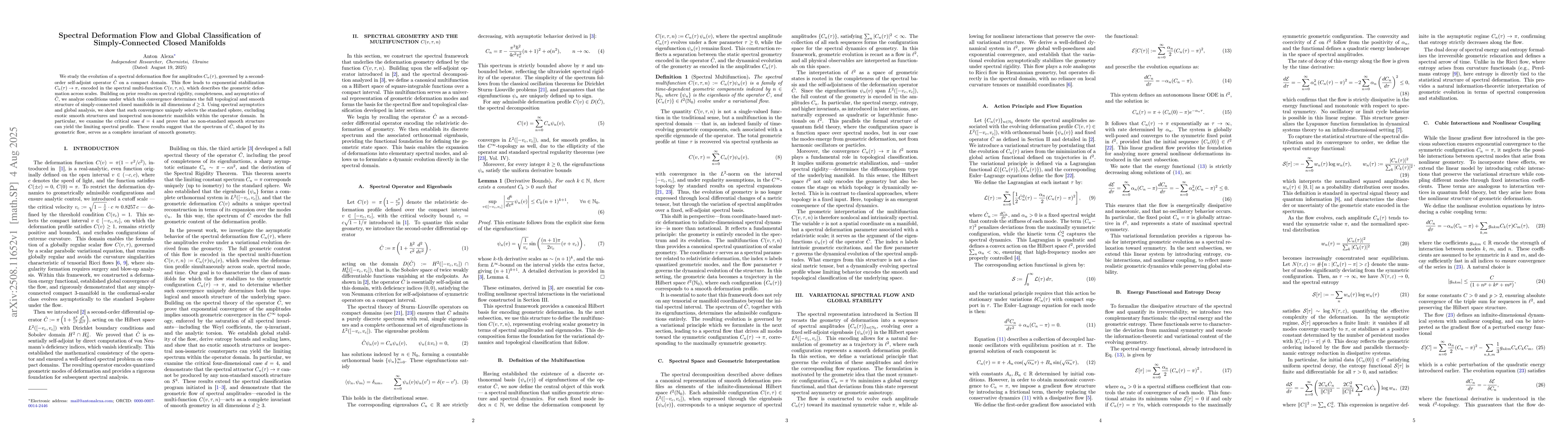 Thumbnail for Spectral Deformation Flow and Global Classification of Simply-Connected
  Closed Manifolds