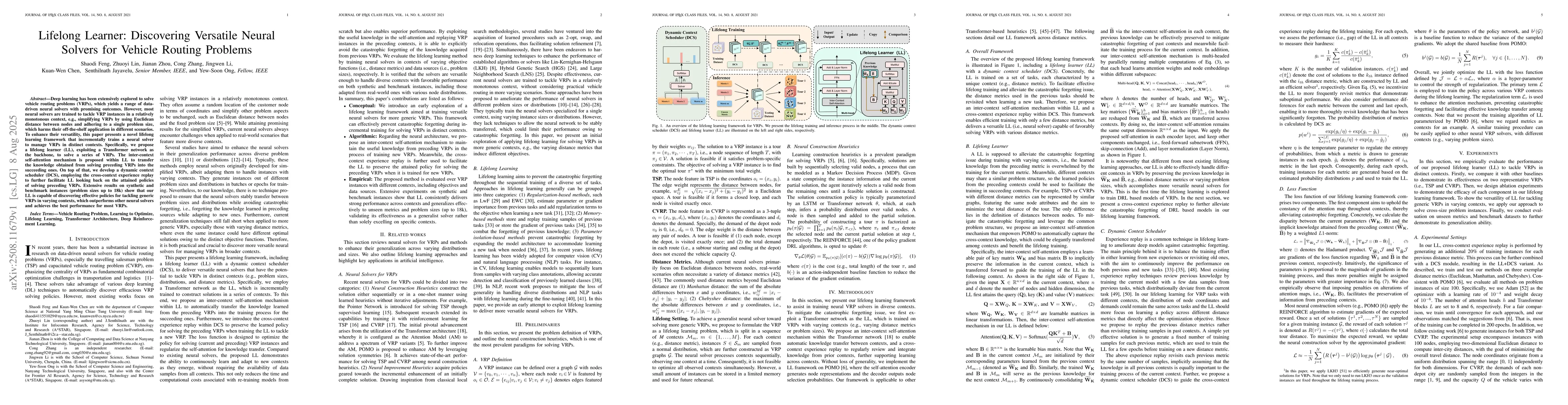 Thumbnail for Lifelong Learner: Discovering Versatile Neural Solvers for Vehicle
  Routing Problems