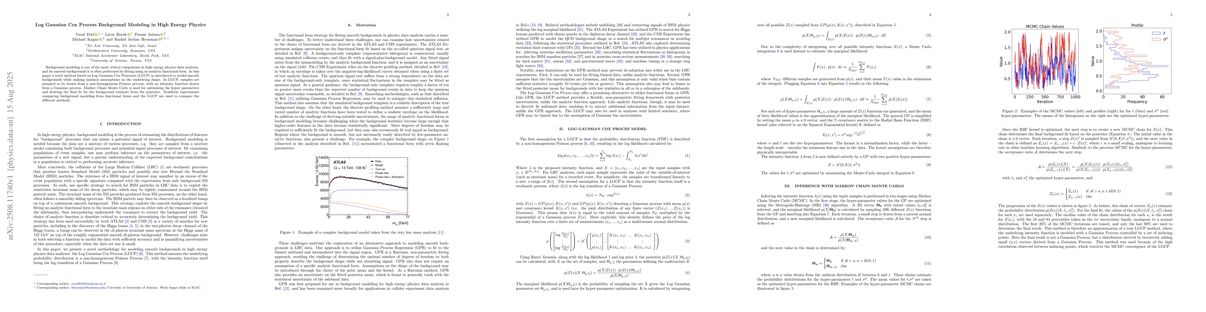 Thumbnail for Log Gaussian Cox Process Background Modeling in High Energy Physics