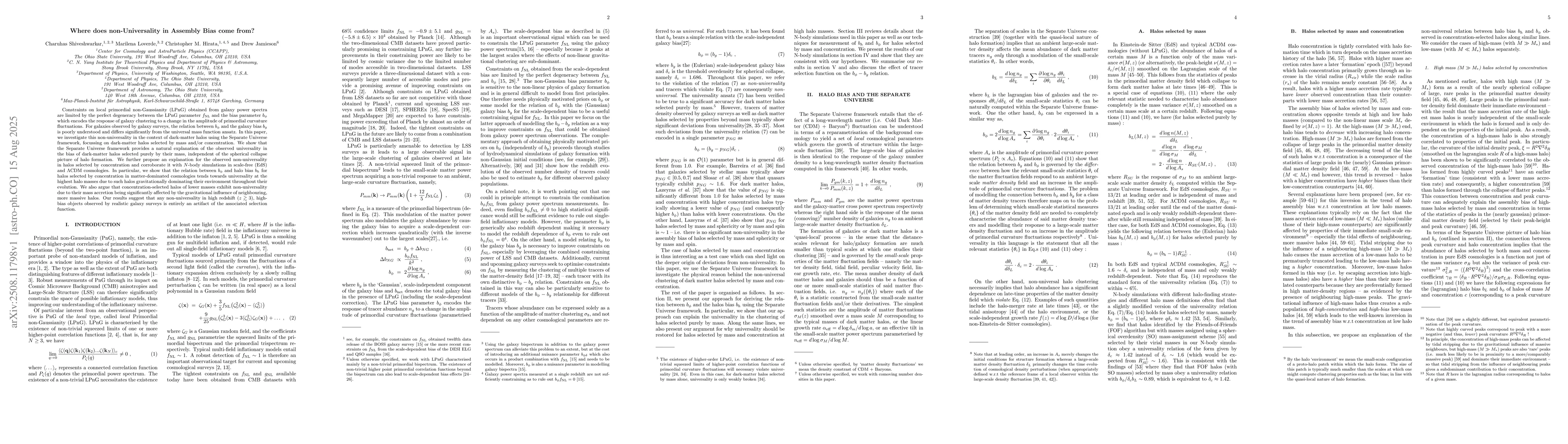 Thumbnail for Where does non-Universality in Assembly Bias come from?