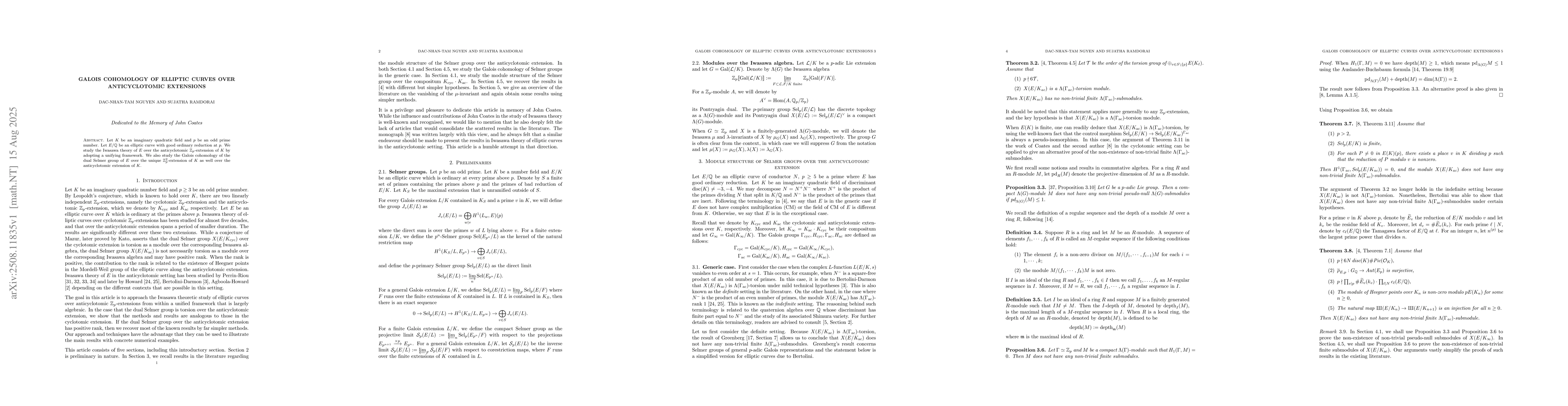 Thumbnail for Galois cohomology of elliptic curves over anticyclotomic extensions
