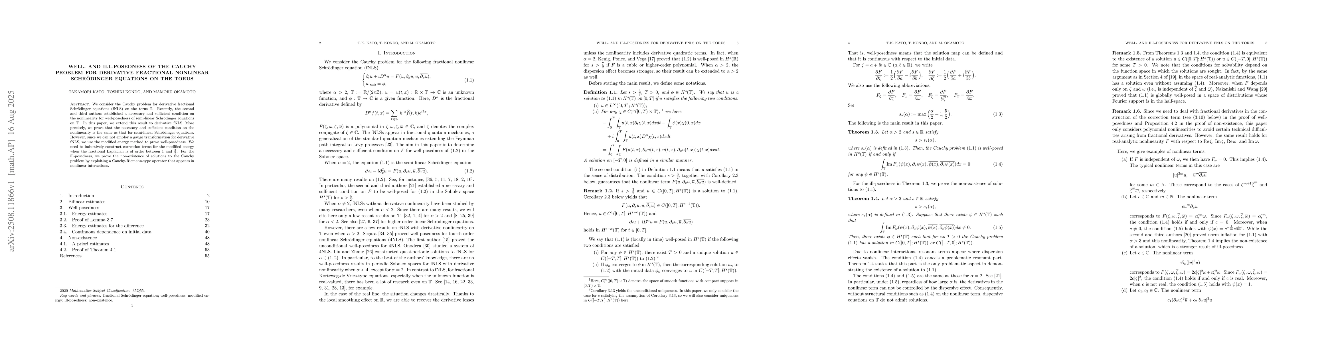 Thumbnail for Well- and Ill-posedness of the Cauchy problem for derivative fractional
  nonlinear Schrödinger equations on the torus