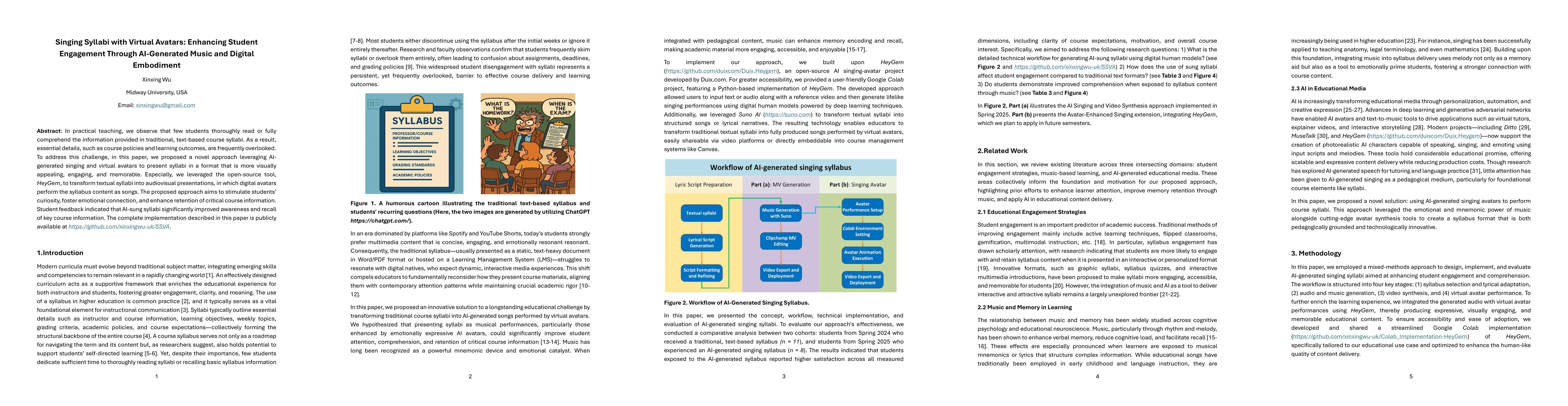 Thumbnail for Singing Syllabi with Virtual Avatars: Enhancing Student Engagement
  Through AI-Generated Music and Digital Embodiment
