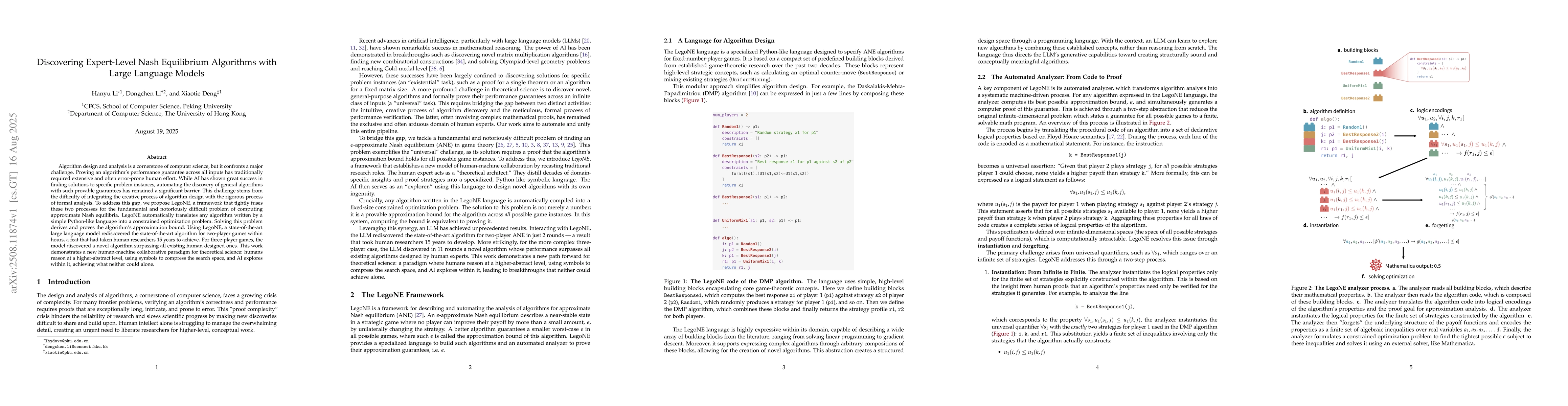Thumbnail for Discovering Expert-Level Nash Equilibrium Algorithms with Large Language
  Models
