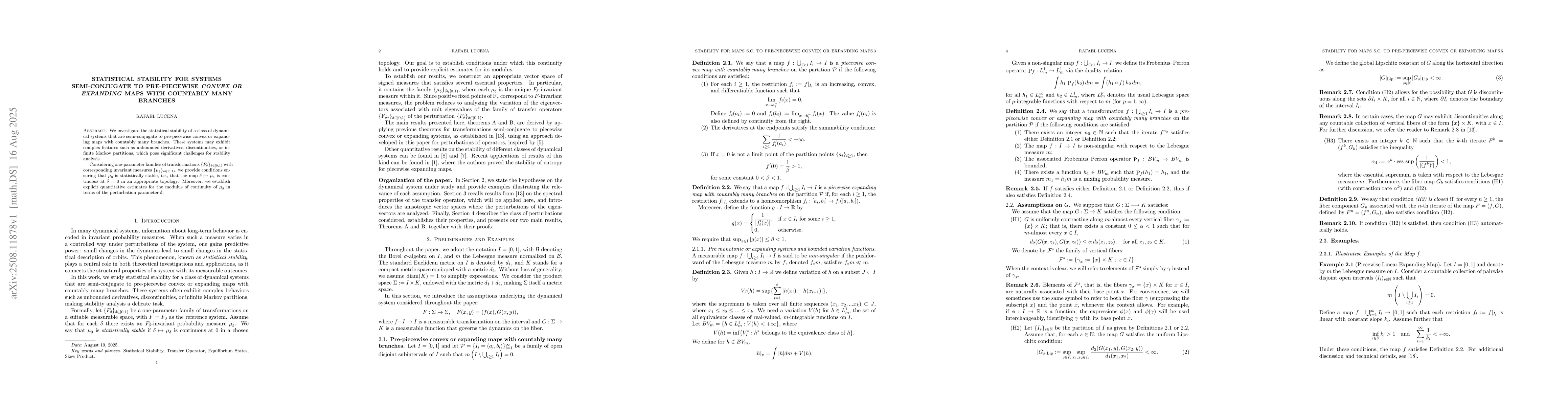 Thumbnail for Statistical stability for systems semi-conjugate to pre-piecewise convex
  or expanding maps with countably many branches