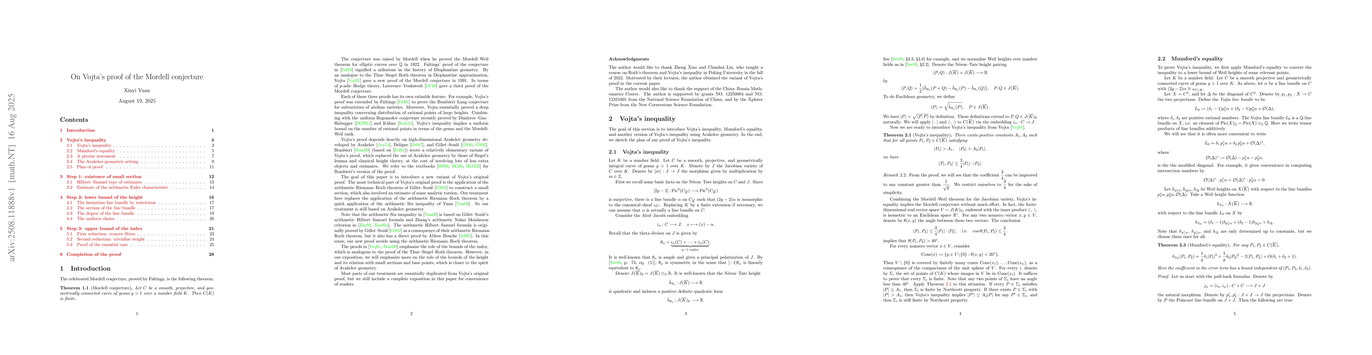 Thumbnail for On Vojta's proof of the Mordell conjecture