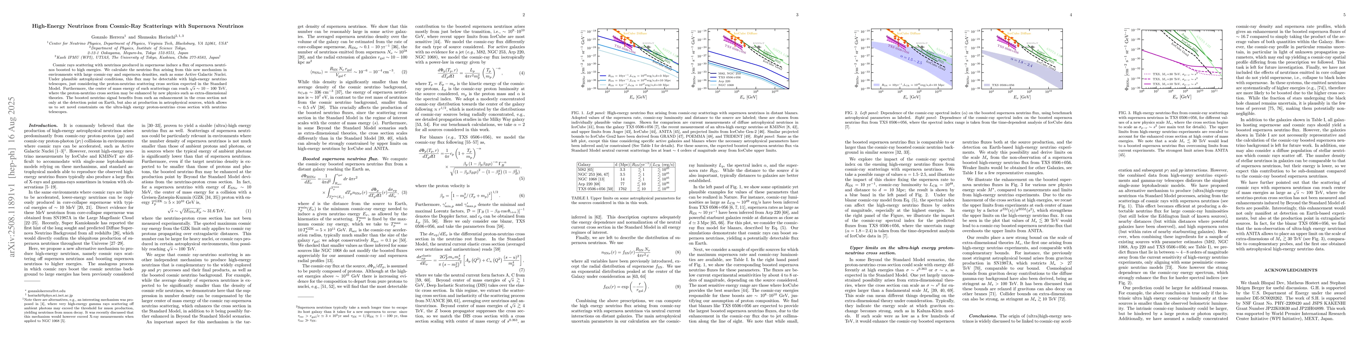 Thumbnail for High-Energy Neutrinos from Cosmic-Ray Scatterings with Supernova
  Neutrinos