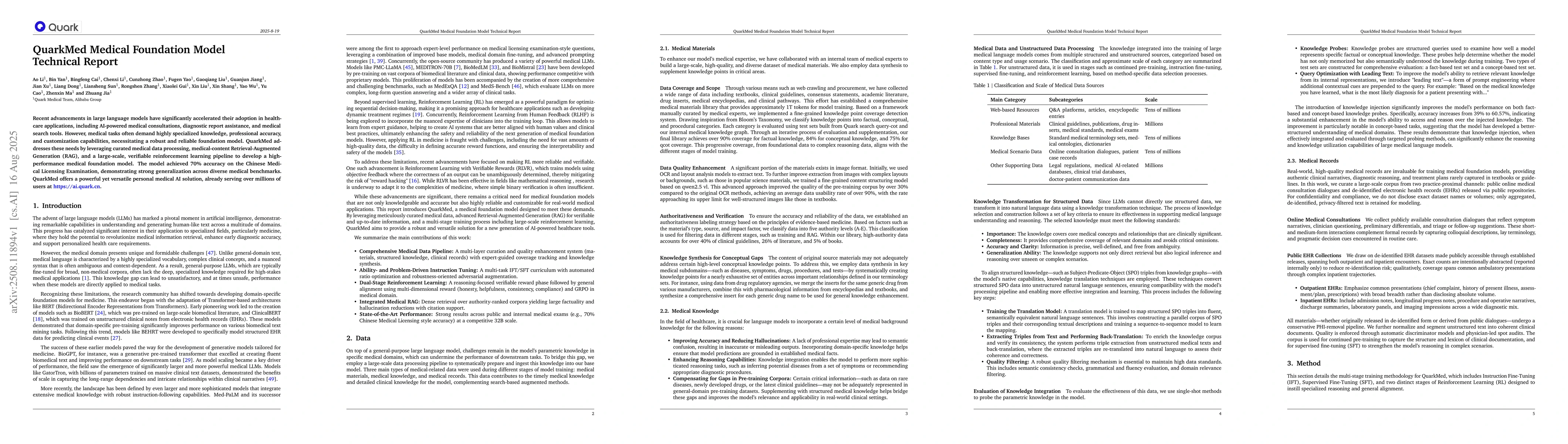 Thumbnail for QuarkMed Medical Foundation Model Technical Report
