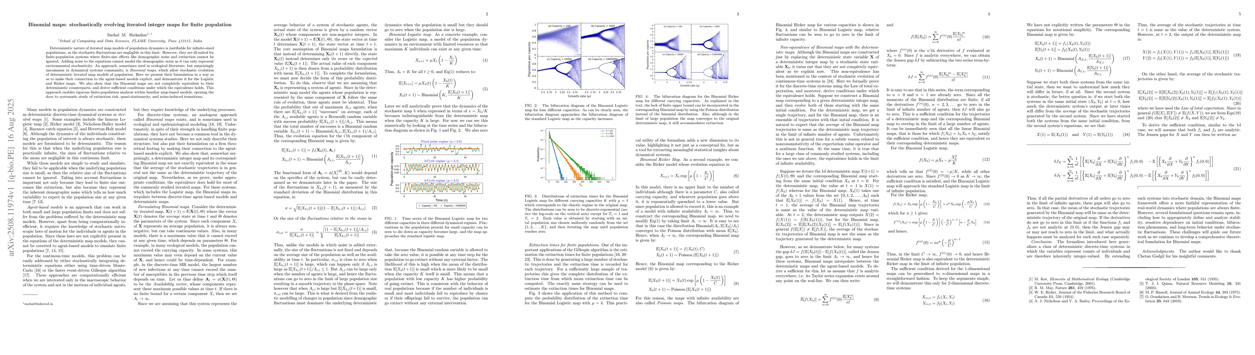 Thumbnail for Binomial maps: stochastically evolving iterated integer maps for finite
  population