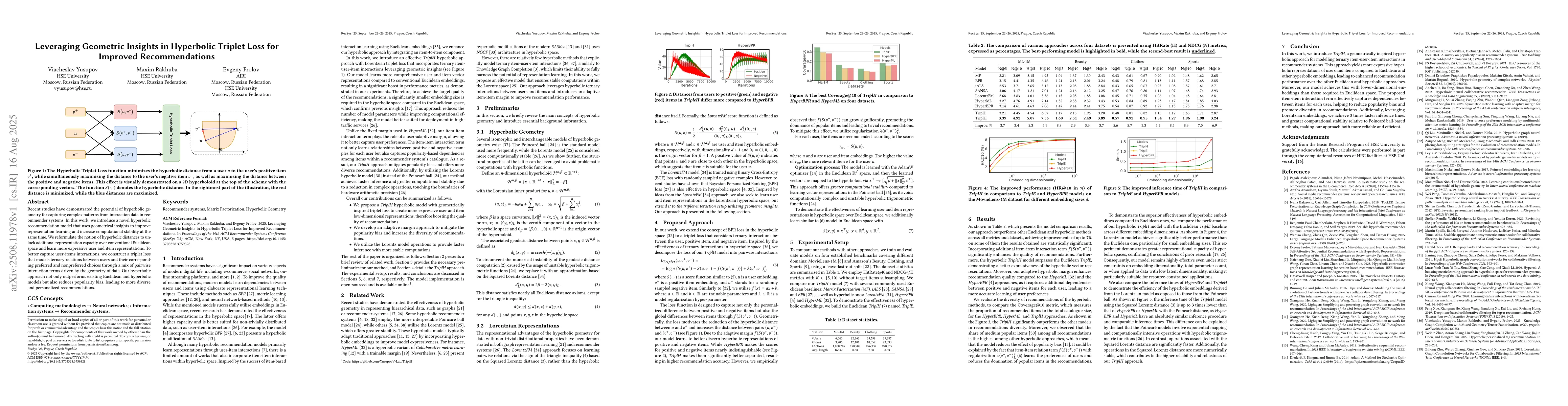 Thumbnail for Leveraging Geometric Insights in Hyperbolic Triplet Loss for Improved
  Recommendations