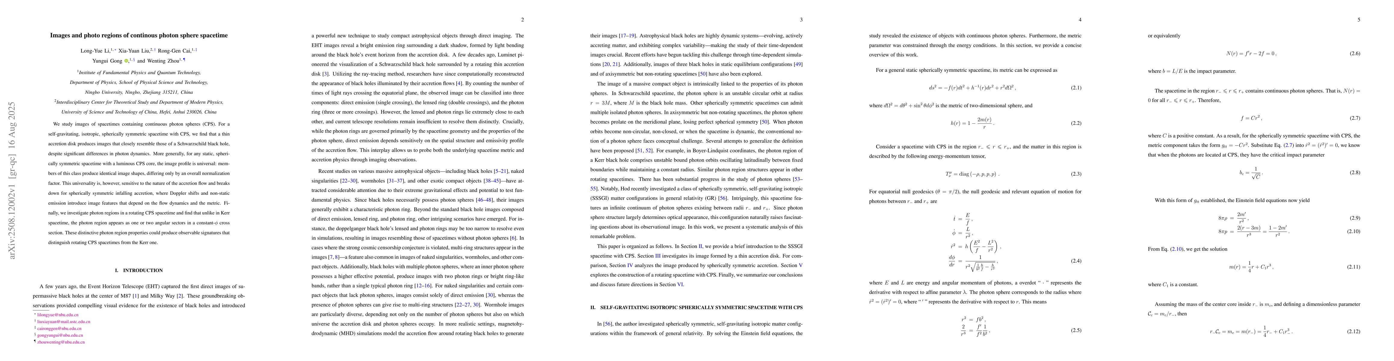 Thumbnail for Images and photo regions of continous photon sphere spacetime