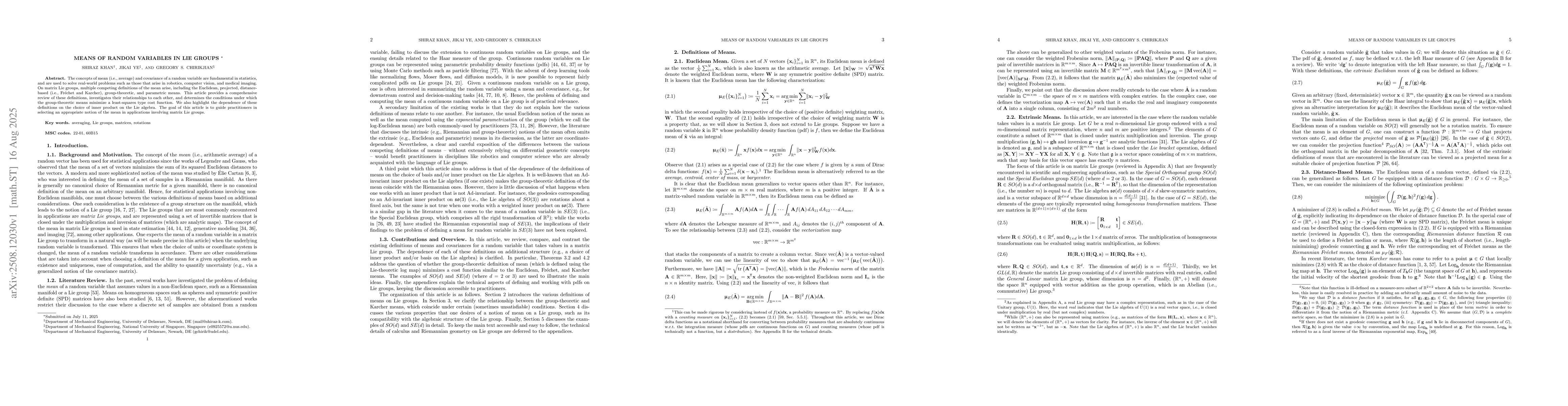 Thumbnail for Means of Random Variables in Lie Groups