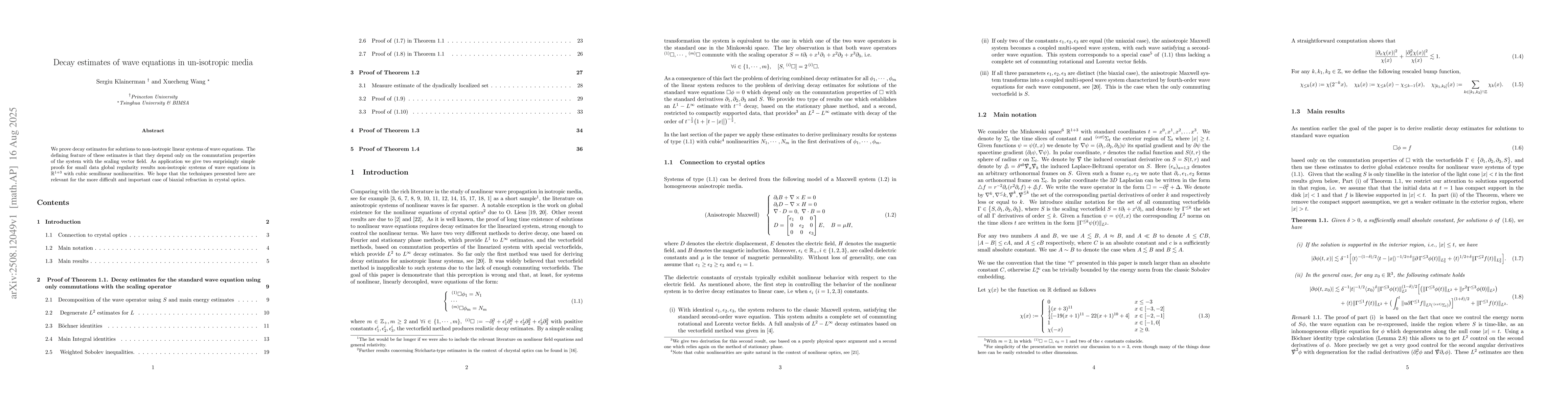 Thumbnail for Decay estimates of wave equations in un-isotropic media
