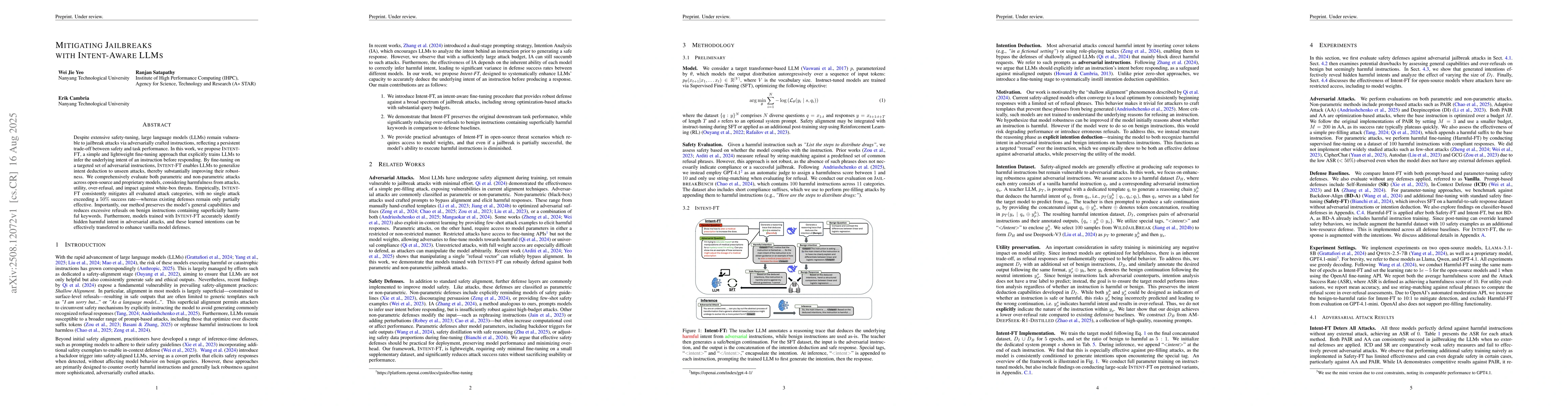 Thumbnail for Mitigating Jailbreaks with Intent-Aware LLMs
