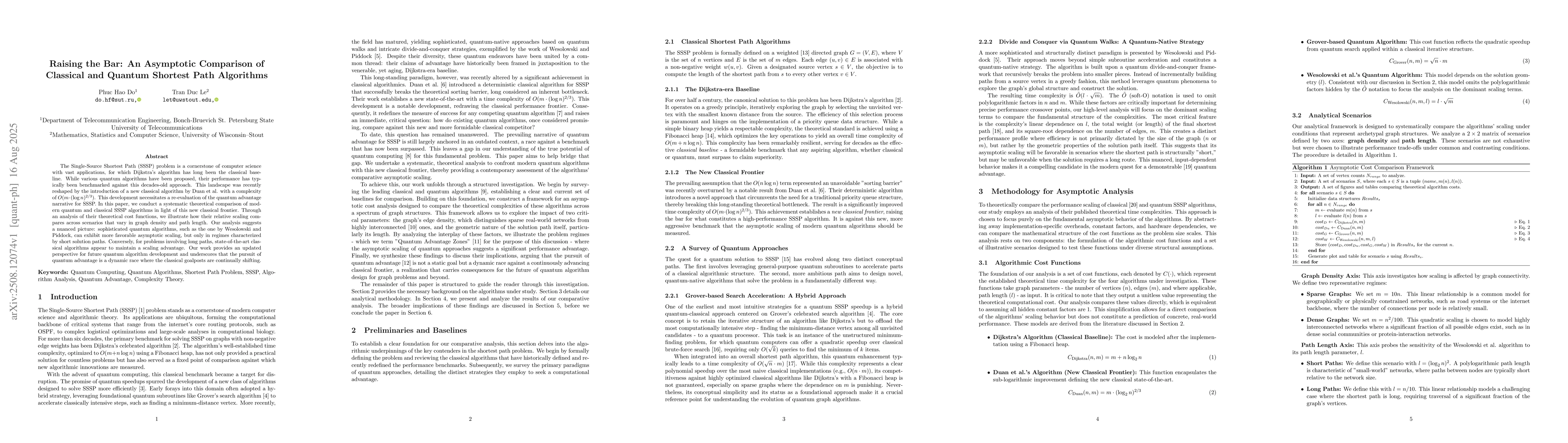 Thumbnail for Raising the Bar: An Asymptotic Comparison of Classical and Quantum
  Shortest Path Algorithms