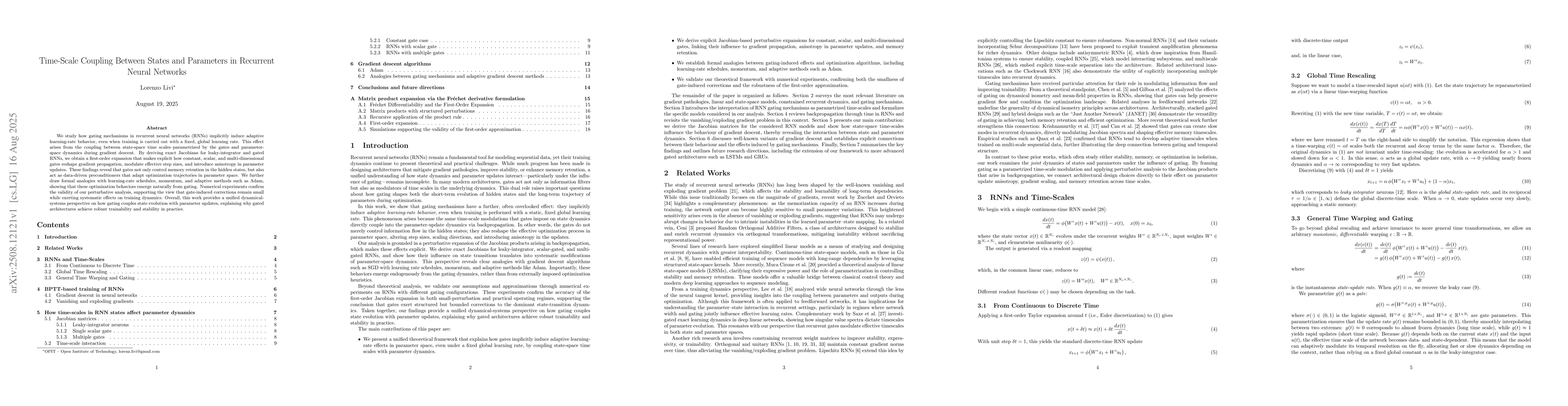 Thumbnail for Time-Scale Coupling Between States and Parameters in Recurrent Neural
  Networks