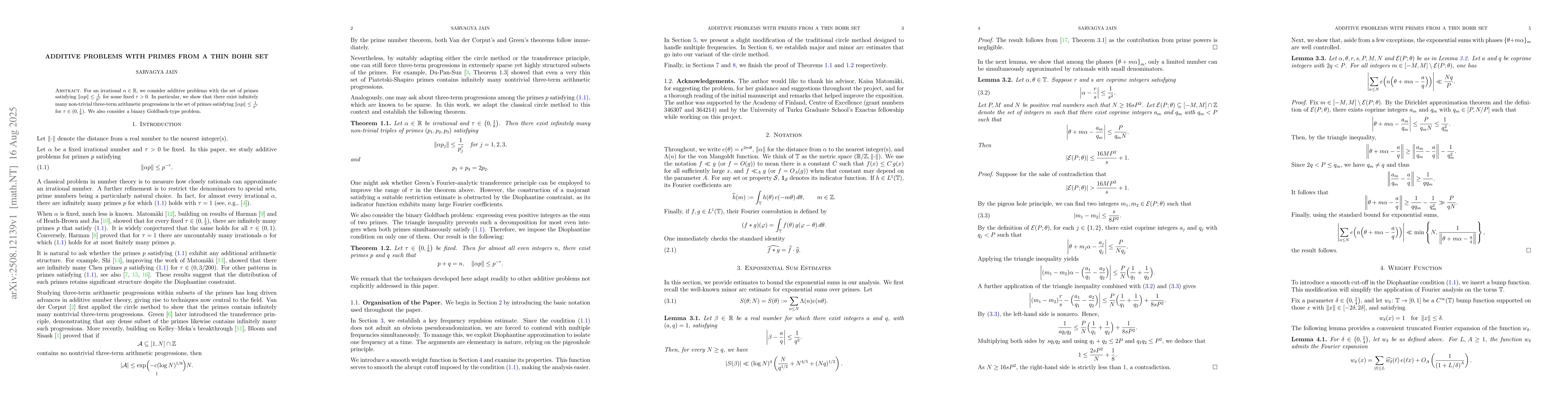 Thumbnail for Additive Problems with Primes from a Thin Bohr Set