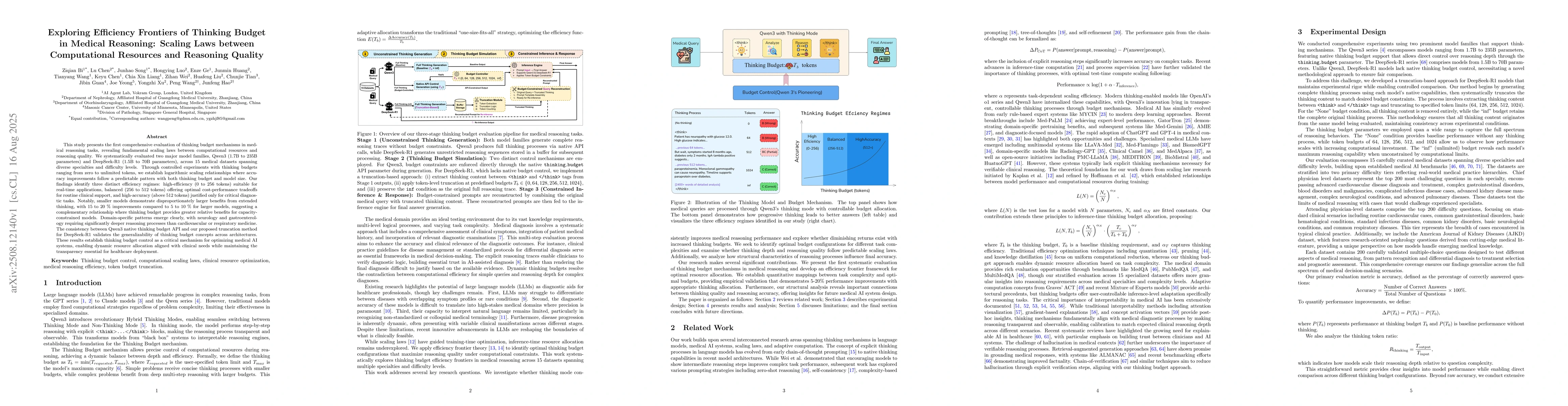 Thumbnail for Exploring Efficiency Frontiers of Thinking Budget in Medical Reasoning:
  Scaling Laws between Computational Resources and Reasoning Quality