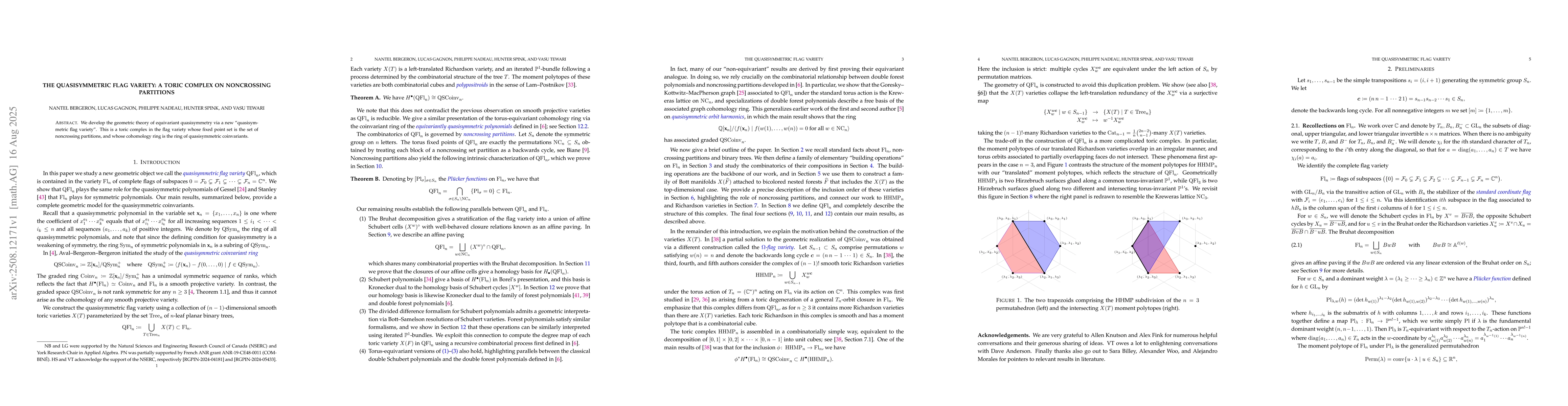 Thumbnail for The quasisymmetric flag variety: a toric complex on noncrossing
  partitions