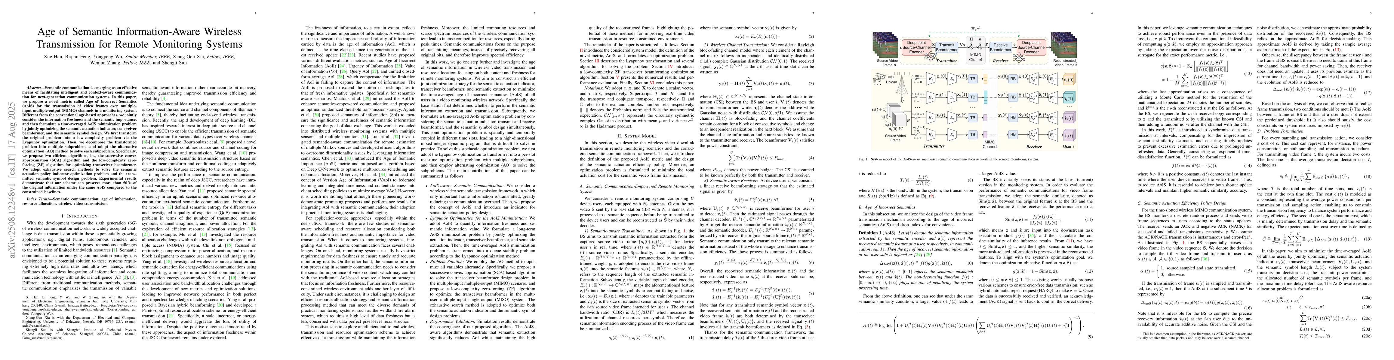 Thumbnail for Age of Semantic Information-Aware Wireless Transmission for Remote
  Monitoring Systems