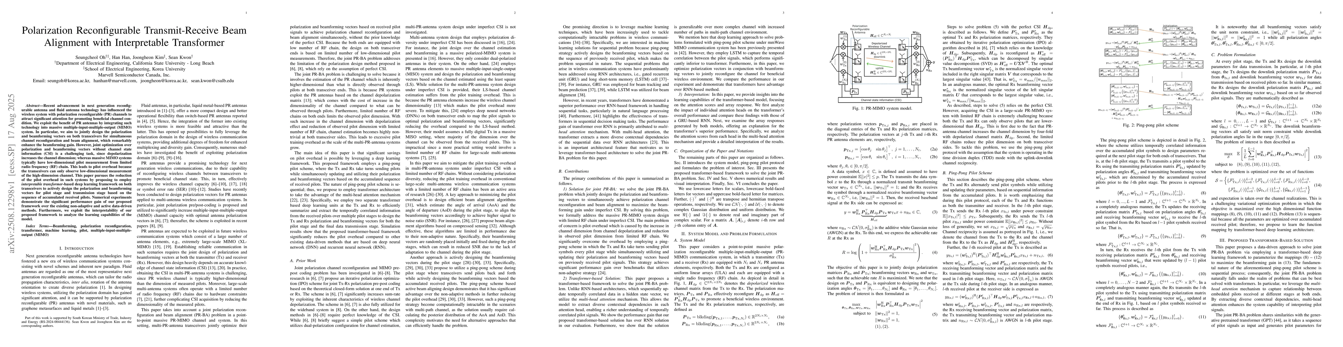 Thumbnail for Polarization Reconfigurable Transmit-Receive Beam Alignment with
  Interpretable Transformer