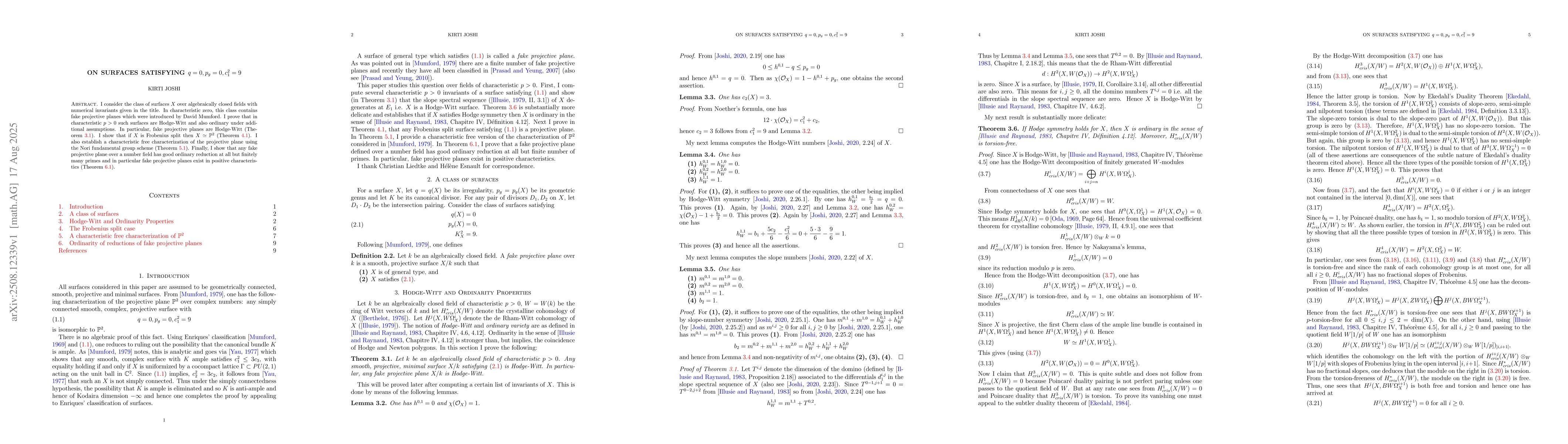 Thumbnail for On surfaces satisfying $q=0,p_g=0,c_1^2=9$