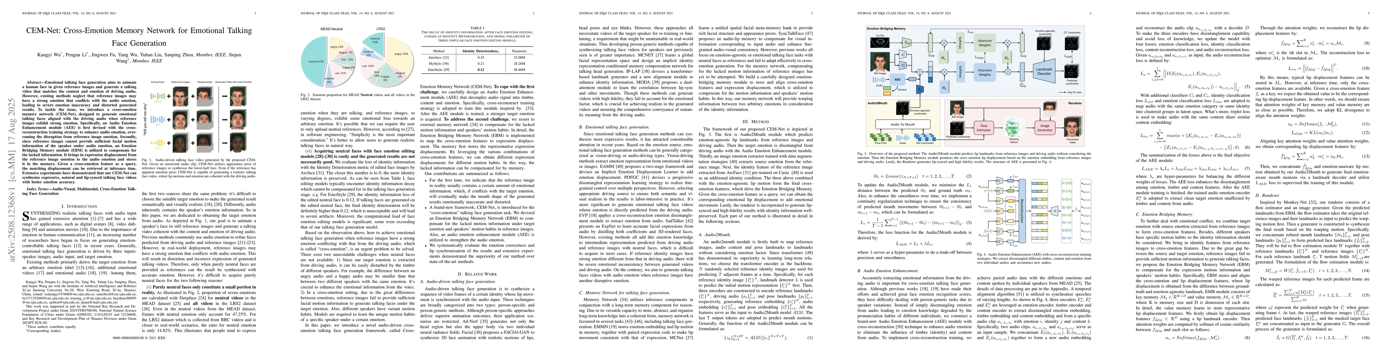 Thumbnail for CEM-Net: Cross-Emotion Memory Network for Emotional Talking Face
  Generation