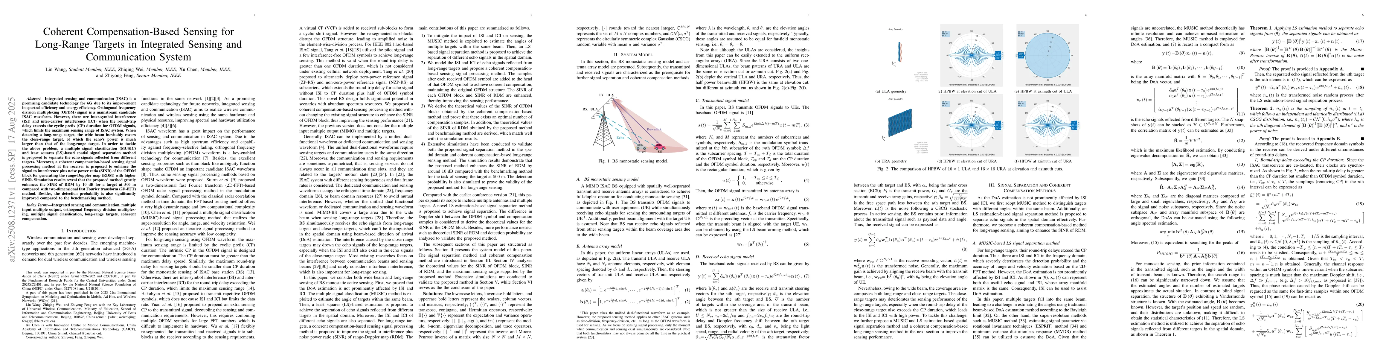 Thumbnail for Coherent Compensation-Based Sensing for Long-Range Targets in Integrated
  Sensing and Communication System