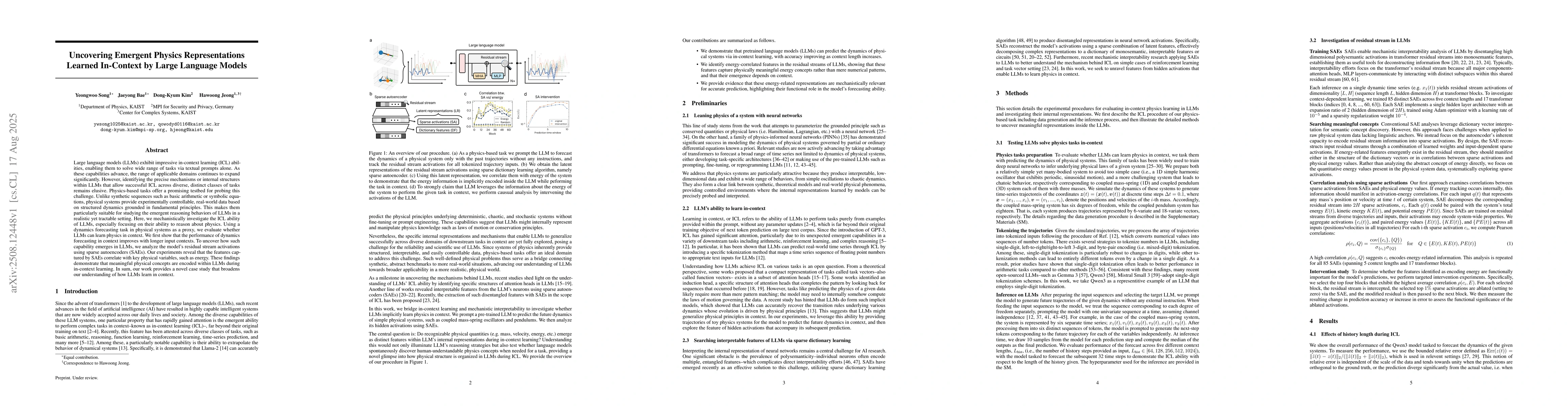 Thumbnail for Uncovering Emergent Physics Representations Learned In-Context by Large
  Language Models