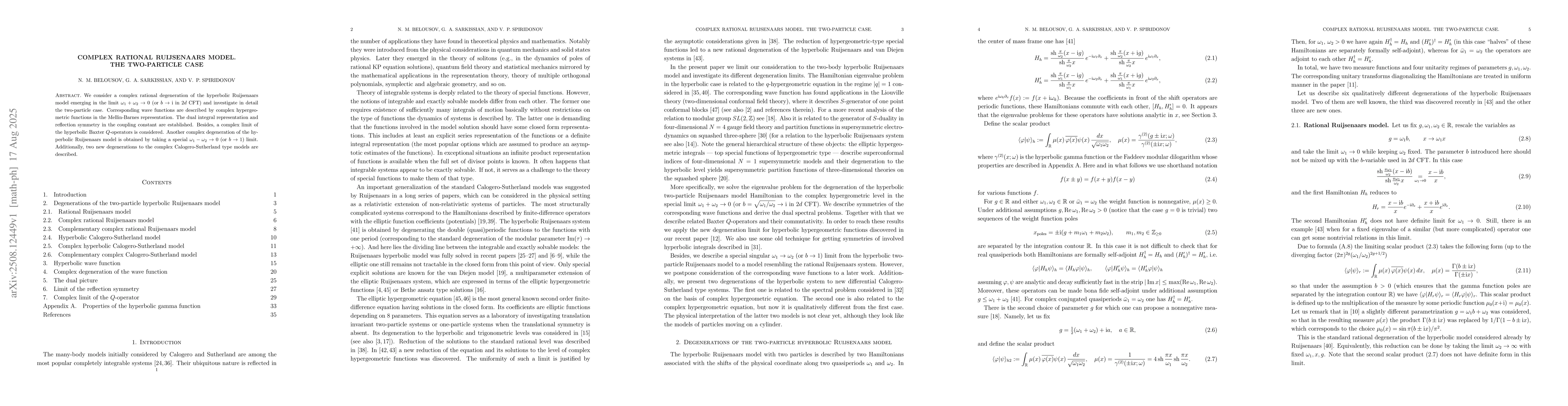 Thumbnail for Complex rational Ruijsenaars model. The two-particle case