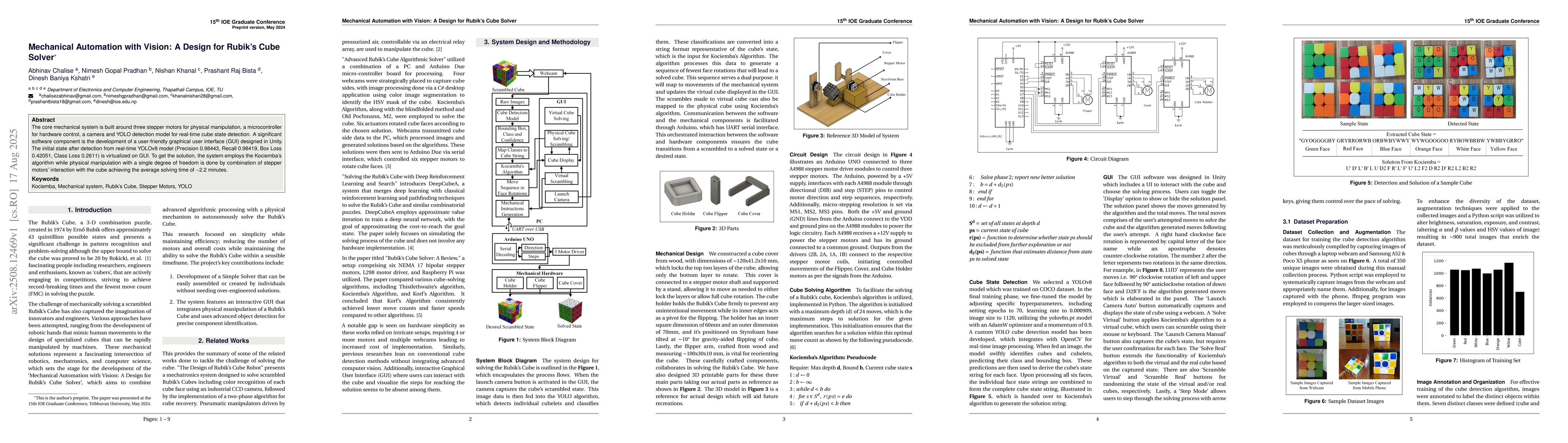 Thumbnail for Mechanical Automation with Vision: A Design for Rubik's Cube Solver