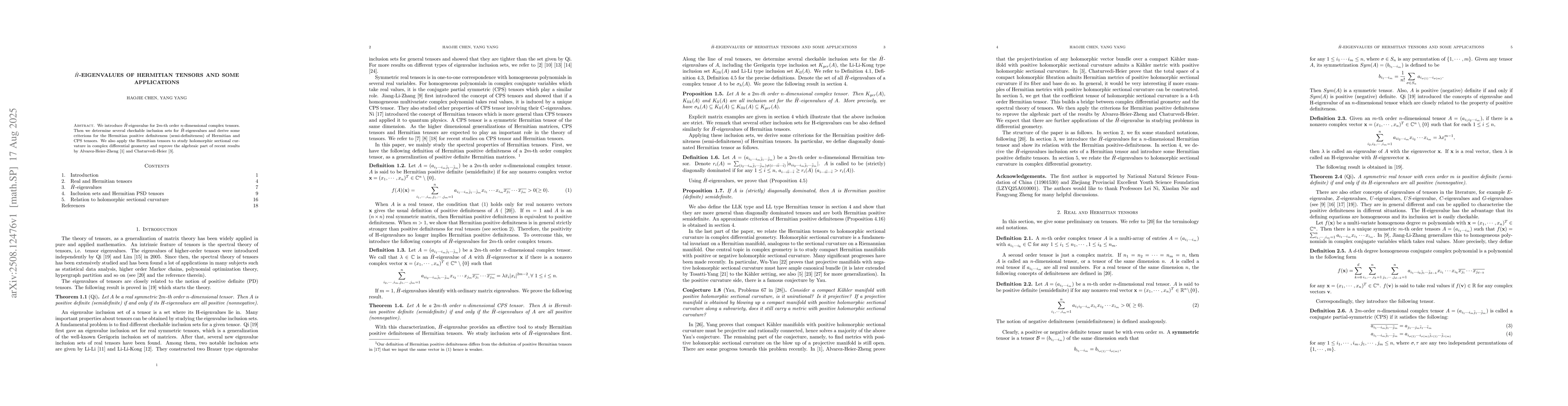 Thumbnail for $\hat{H}$-eigenvalues of Hermitian tensors and some applications