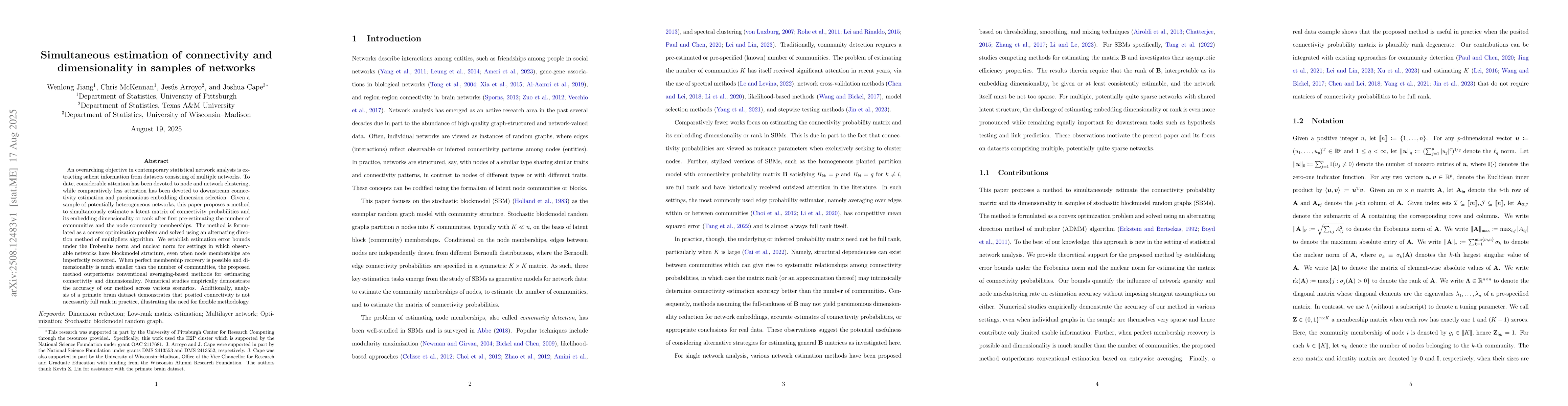 Thumbnail for Simultaneous estimation of connectivity and dimensionality in samples of
  networks