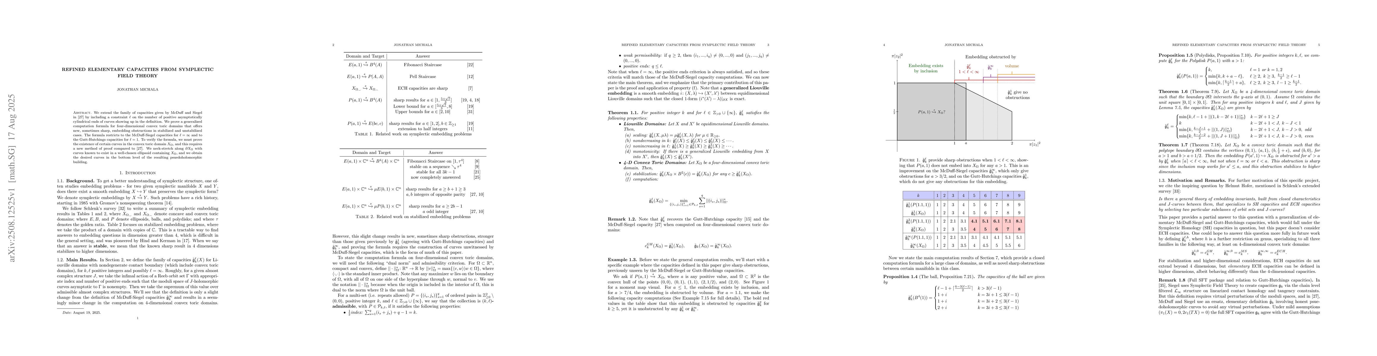Thumbnail for Refined Elementary Capacities from Symplectic Field Theory