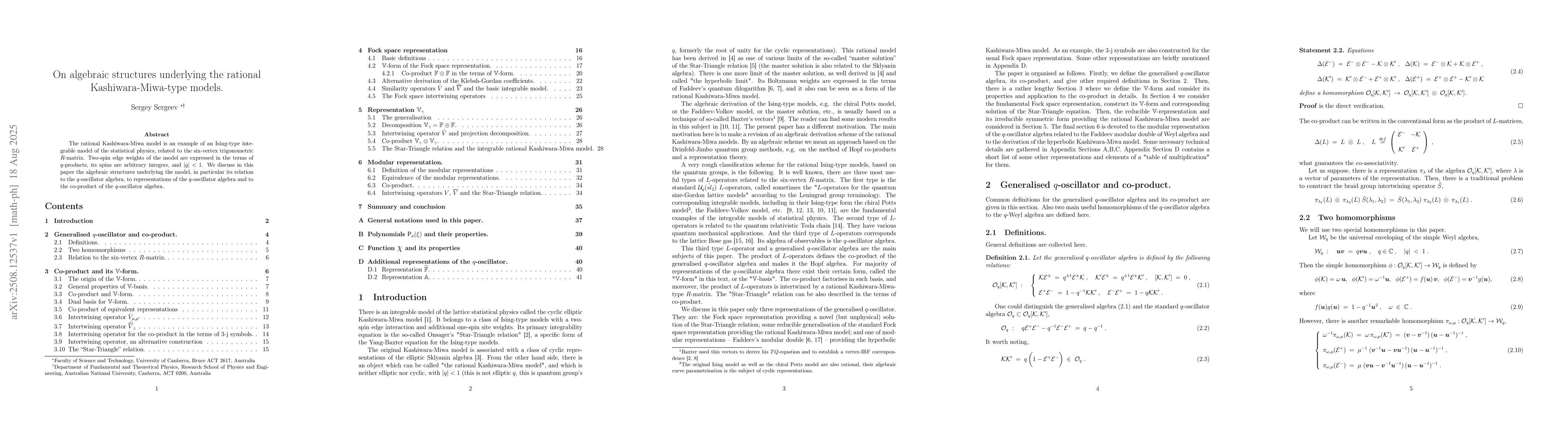 Thumbnail for On algebraic structures underlying the rational Kashiwara-Miwa-type
  models
