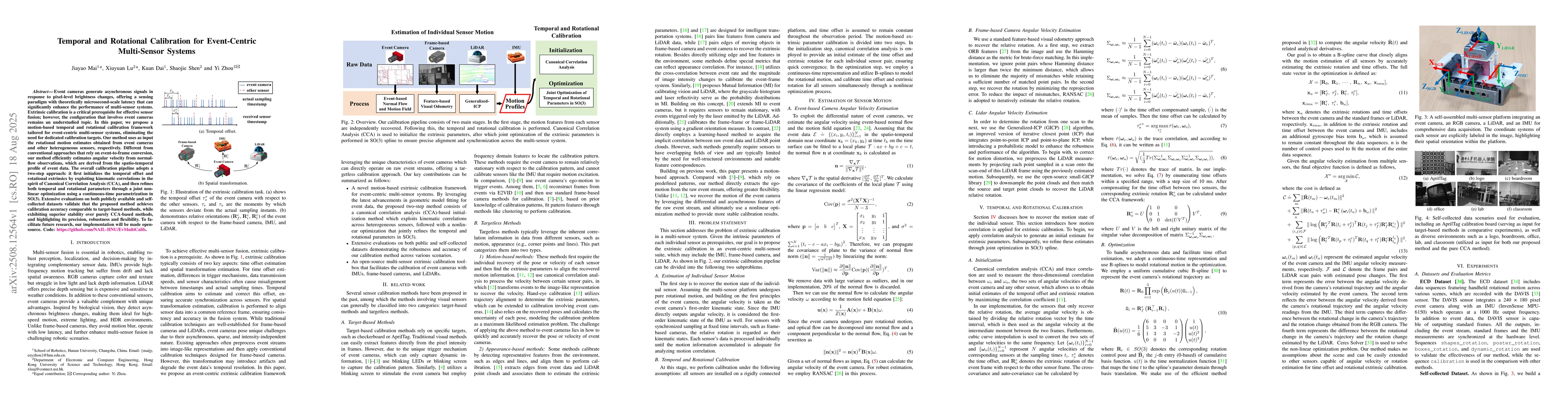 Thumbnail for Temporal and Rotational Calibration for Event-Centric Multi-Sensor
  Systems