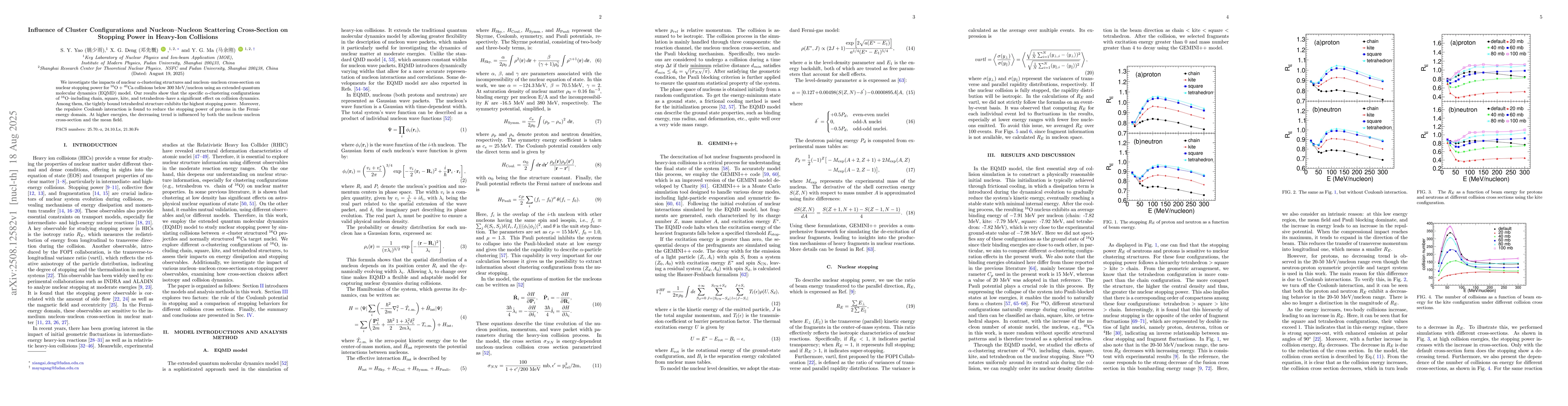 Thumbnail for Influence of Cluster Configurations and Nucleon--Nucleon Scattering
  Cross-Section on Stopping Power in Heavy-Ion Collisions